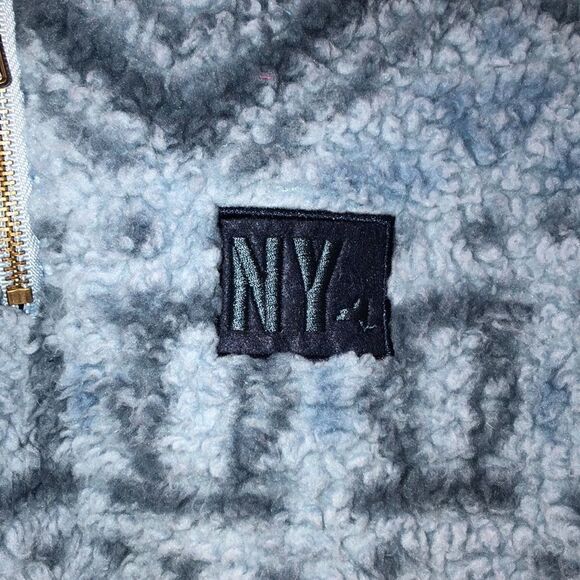 Home Free M Blue Navy Sherpa Teddy Pullover Quarter Zip Sweatshirt - Picture 9 of 15